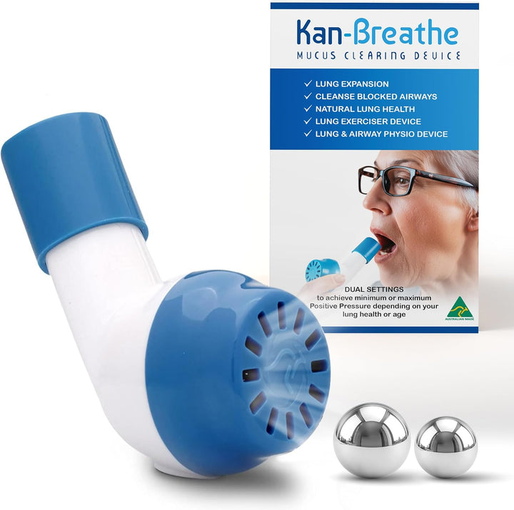 Natural Lung Exerciser & Mucus Removal Device - Naturally Clear Mucus from Airways & Improve Lung Capacity with This Opep Respiratory Breathing Exercise Device - Made in Australia – Blue