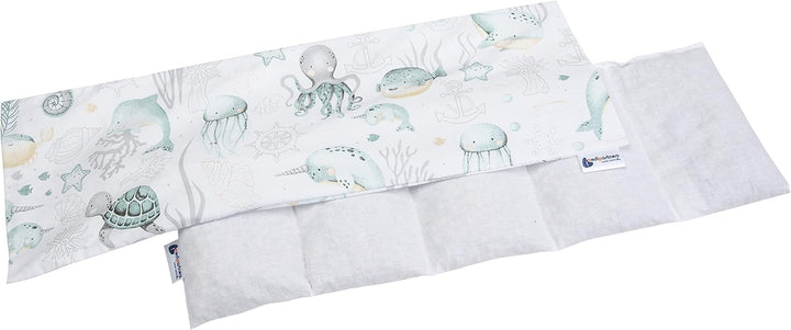 Cherry Stone Pillow 60X20Cm 800G 100% Cotton 5-Chamber Eco Natural Heat Pillow Cold Therapy Removable Pillowcase (Grid)