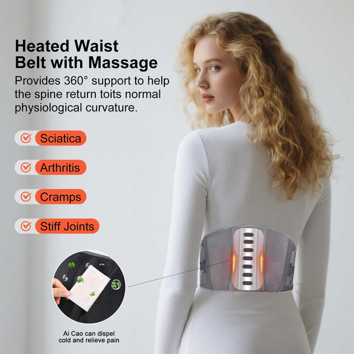 Christmas Gifts for Women Men - Cordless Heating Pad for Back Pain Relief,Gifts for Him/Her/Mum/Dad, Portable Lower Back Massager,Electric Heat Pad,3 Heat Levels 3 Vibration