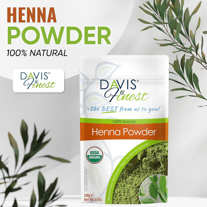 Organic Pure Natural Henna Powder 100G, Ppd-Free Hair Dye, Natural Hair Colour, No Chemicals, Vegan