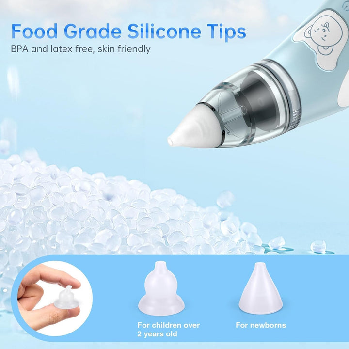 Nasal Aspirator, 2 in 1 Baby Nasal Aspirator & Ear Wax Remover, Electric Baby Nose Cleaner with 4 Silicone Nozzles for Newborns, Toddlers