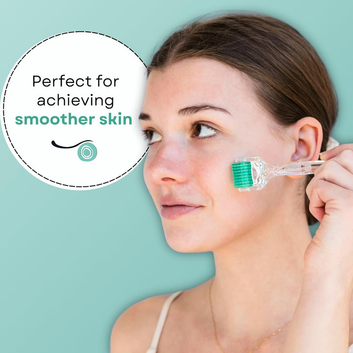 Derma Roller for Hair and Skin - 0.30Mm Titanium Microneedles - for Hair Loss, Acne Scars, and Dark Spots - 192 Real Individual Needles with Free Storage Case for Men and Women