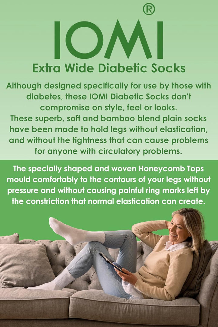 Footnurse - 3 Pack Unisex Extra Wide Bamboo Diabetic Socks | 4 Sizes | for Swollen Feet & Legs | Smooth Toe Seam | Cushioned Foot