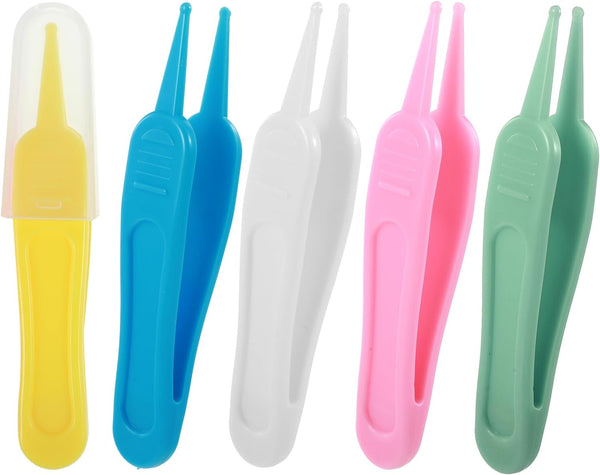 5Pcs Nose Cleaning Tweezers, 5 Colors Baby Booger Picker with round Head Effective Nose Picker Baby Ear Noses Navel Cleaner Clip for Babys Care