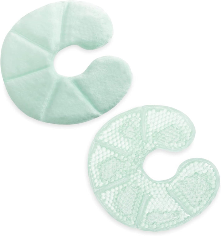 Breast Gel Pads - Hot or Cold Breastfeeding Pad Set - Reusable Heat or Cooling Compress Packs with Polyester Plush Backing - 2 Pack, Green