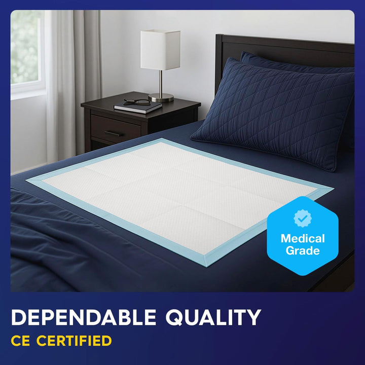 30 X  Incontinence Bed Pads 90 X 60Cm | Adhesive Strips | Large Disposable Incontinence Pads | Super Absorbency Incontinence Bed Sheets for Adults, Children & Babies | 1,200ML Capacity