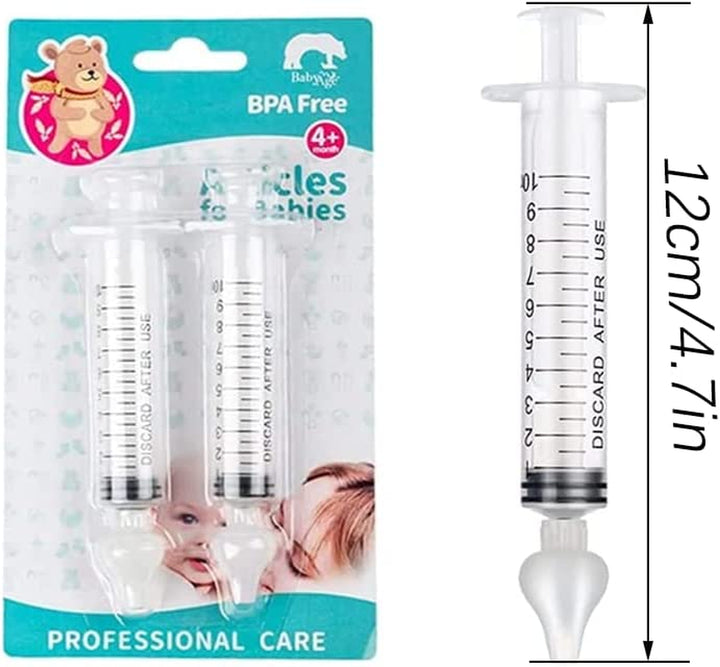 2Pcs Baby Nasal Aspirator, 10Ml Nasal Irrigator, Reusable Silicone Nasal Suction Tip, Nasal Irrigator for Baby, Nose Cleaner Rinsing Device, Safe and Comfortable