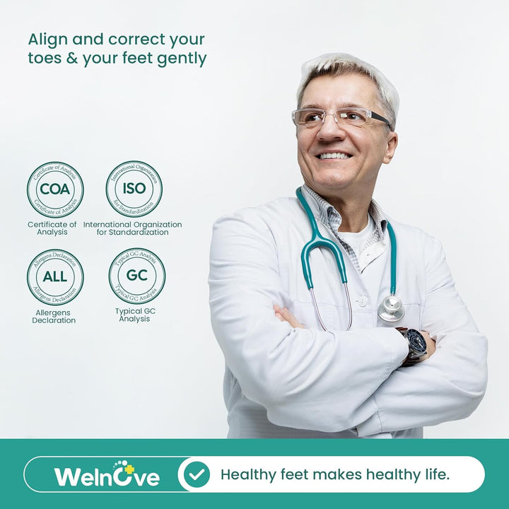 8 Pack Toe Separators, Bunion Corrector for Women/Men, Toe Spacers, Foot Alignment - Dividers to Correct Bunions, Hammertoes, Relief Restore Feet (Blue)