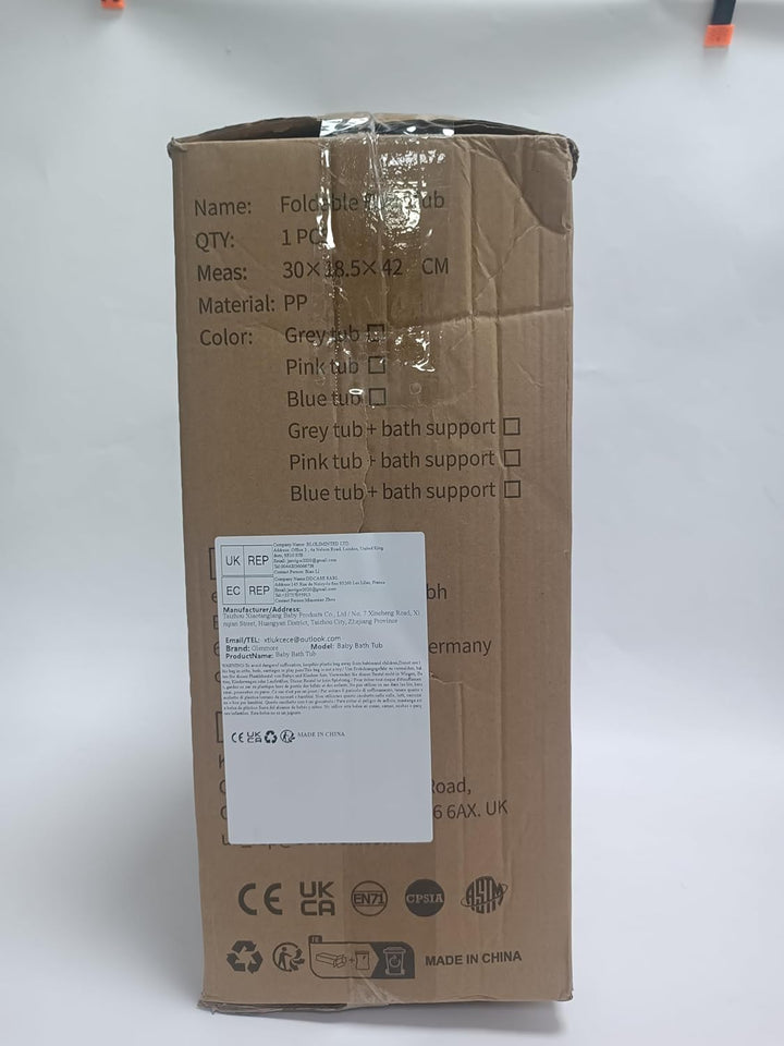 Baby Bath Tub Foldable Bathtub, Collapsible Toddler Bath Tubs with Baths Support Cushion Pad Seat Mat, Anti-Slip Portable Travel Shower Bathing Basin Folding Bathtubs for Newborn Toddler Infant (Grey)