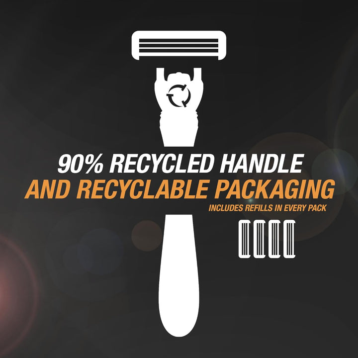 Hybrid 5 Flex Refillable Men'S Razor, 1 Weighted Handle and 10 Nano-Tech Titanium 5-Blade Refills with Precision Blade - Bundle of 1+10