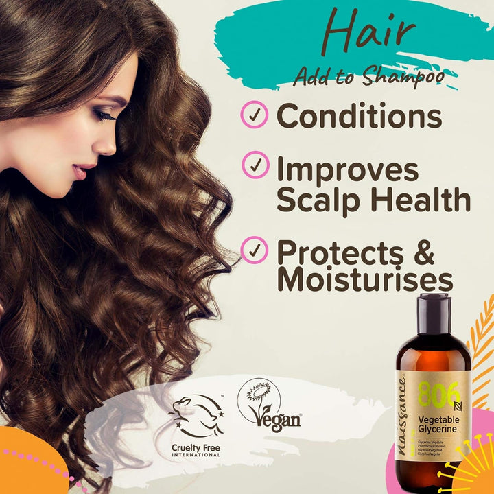 Vegetable Glycerine (Glycerol) Liquid (No. 806) 250Ml - 100% Pure & Natural Glycerin, Premium EP/BP/USP Pharmaceutical Grade, Natural Humectant, Fragrance Free