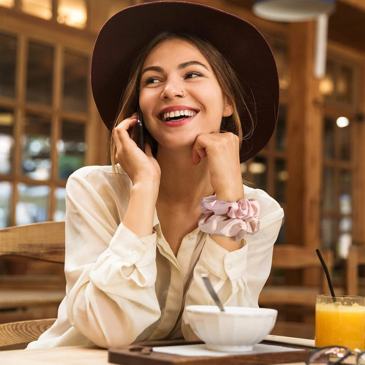 Scrunchies for Women Girls, Satin Hair Scrunchies Softer than Silk Hair Ties, Big Scrunchy Ponytail Holder with Elastic Hair Bands for Thick Thin Curly Hair -6 Pack, Style A