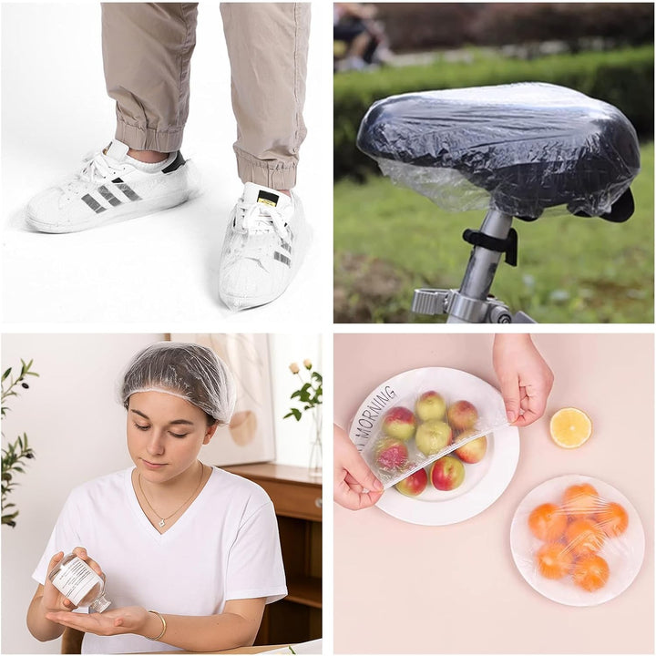 100Pcs Shower Caps Disposable, Disposable Shower Caps for Women, Large Thick Waterproof Shower Cap, Plastic Elastic Hair Bath Caps for Hair Treatment for Salon, Spa, Travel, Home Use, Hotel (White)