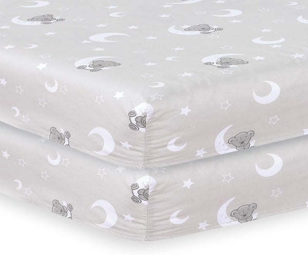 2 X Cot Bed Fitted Sheets, 60 X 120 Cm Easy Care Fine Quality Breathable Polycotton Cot Sheet (Sleeping Teddy-60 X 120Cm)