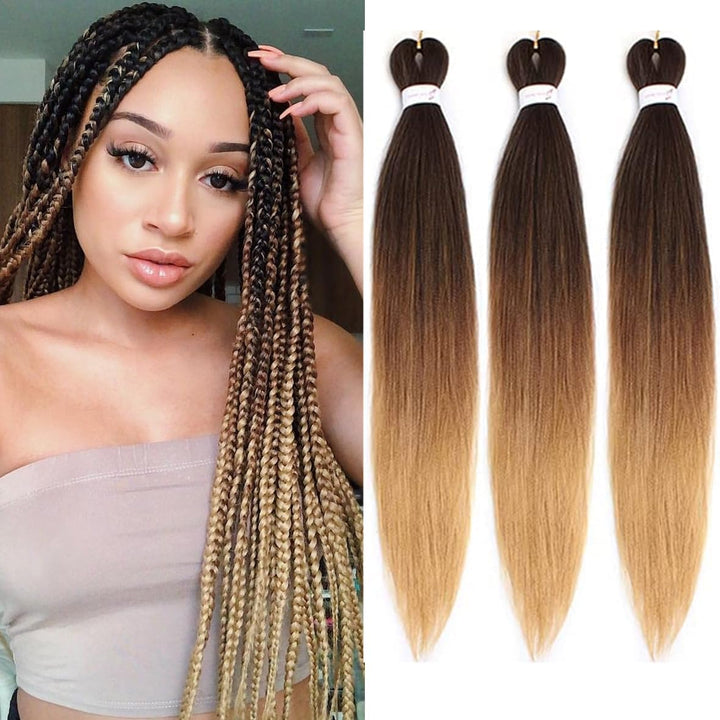 3 Packs Pre Stretched Braiding Hair Extension Yaki Texture EZ Braids Hair for Coi Leray Braids Black Braiding Crochet Hair Extensions /30 Inch 1B#