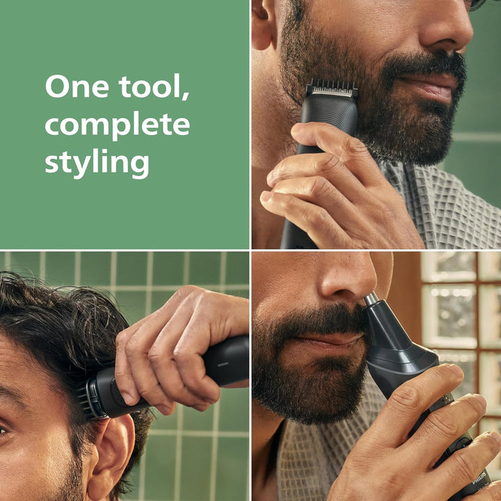 Multigroom 3000 Series All-In-One 7-Piece Trimmer - Shaver and Clipper for Face & Head, Self-Sharpening Skin-Friendly Blades, 10 Length Settings, Model MG3930/15