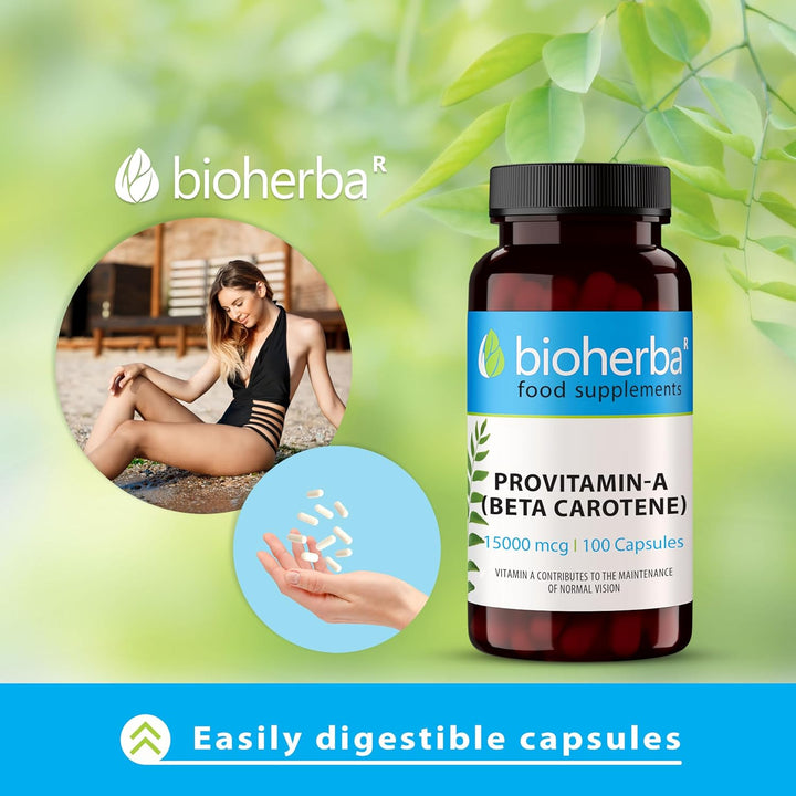 Beta-Carotene 15,000 Mcg – 100 Capsules | High-Potency Provitamin a Supplement for Skin, Vision and Immune Support by