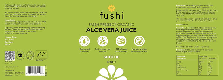 Organic Cold-Pressed Aloe Vera Juice 1000 Ml | Ethical & Vegan Society Approved | Manufactured in the UK