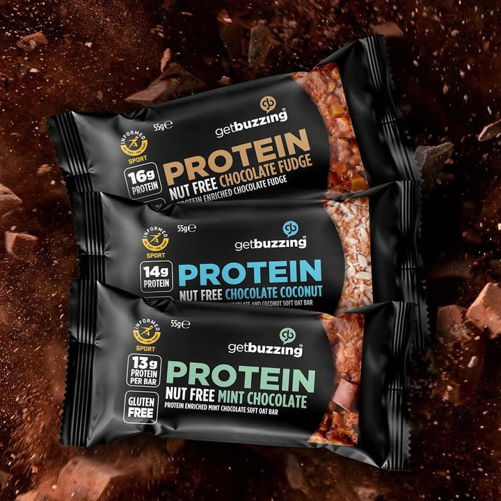 High Protein Nut Free Flapjack- Chocolate Fudge 55G - Healthy Snack Bars - Gym, Running, Cycling - Pure Protein Made in the UK - Pack of 12 Bars