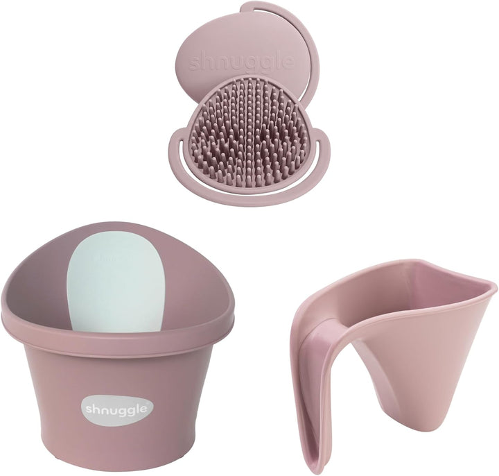 Newborn Baby Bath Starter Bundle | the Perfect Baby Bath Partnership | Baby Bath, Rinse Jug & Bath Brush | White/Grey