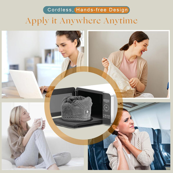 Microwave Neck Heat Pad Warmer with Washable Cover Wide Weighted Heated Neck Wrap Pain Relief Heating Pack Microwavable Wheat Bags Hot Therapy