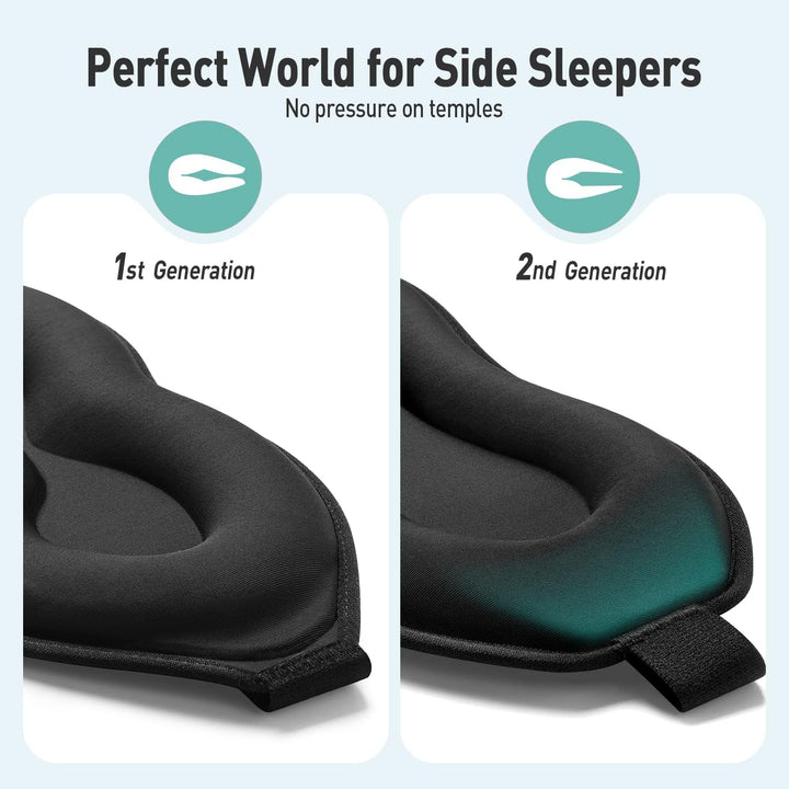 Upgraded Sleep Mask, Perfect Sleeping Mask for Side Sleepers, 3D Ultra Soft Comfortable Eye Masks for Sleeping Women Men Kids with Adjustable Strap, Blindfold for Travel/Sleep/Nap, Black