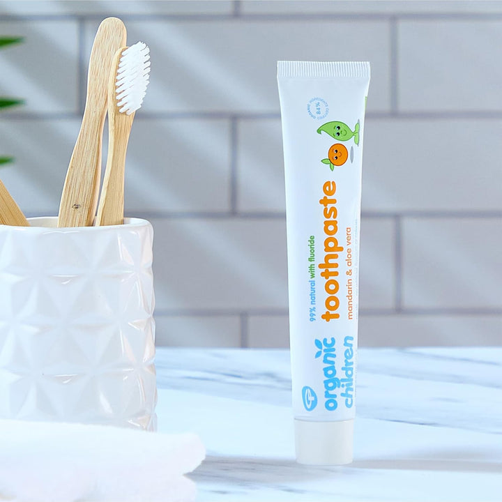 - Organic Children Mandarin and Aloe Vera Fluoride Toothpaste - Vegan, Organic & Cruelty Free, 50Ml