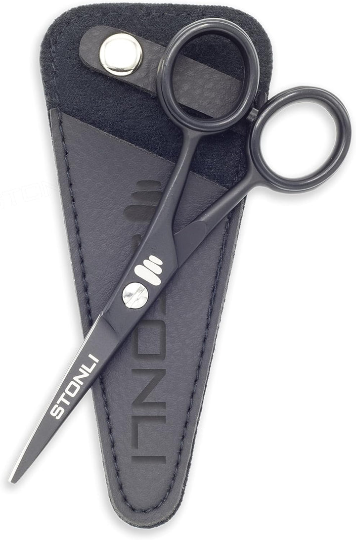 4.5 Inches Beard and Moustache Scissors - Nose Hair Trimming Stainless Steel Scissors, Safety Use for Eyebrows & Ear Hair (Silver)