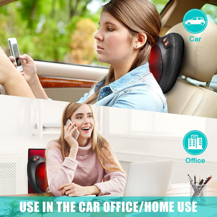 Back Neck Massager,Shiatsu Massage Pillow with Heat, Deep Tissue Kneading Massagers for Shoulder, Legs, Electric Back Massager for Home & Car