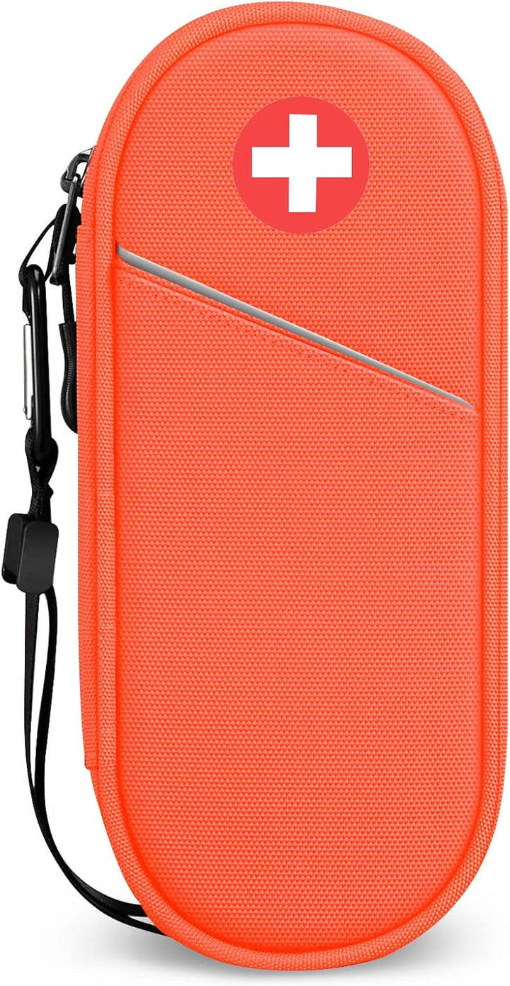 Epipen Medical Carrying Case Insulated, Travel Medication Organizer Bag Emergency Medical Pouch Holds 2 Epipens, Asthma Inhaler, Anti-Histamine, Auvi-Q, Allergy Medicine Essentials, (Red)