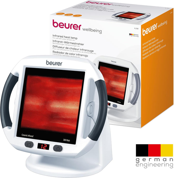 IL50 Infrared Heat Lamp, Soothing Heat for Colds and Muscle Tension, Infrared Light Therapy with 300 Watts, Improves Blood Circulation, 100% UV Blocker, Medical Device