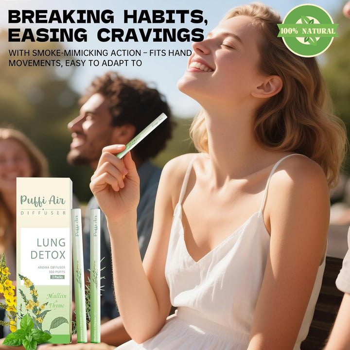 Herbal Diffuser Pen with Natural Mullein, Leaf Aromatherapy Inhaler, Nicotine Free Lung Cleanser, Herbal Mullein Diffuser, 300 Uses per Stick (600Uses）
