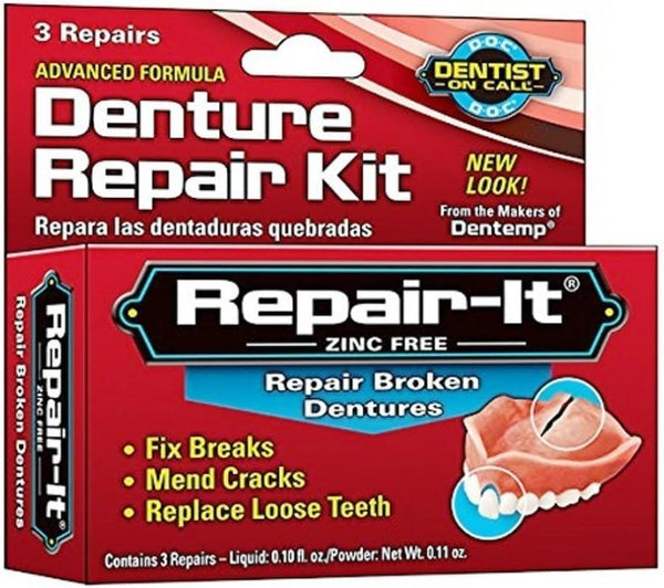 Dentemp Denture Repair Kit – Professional 3‑Repair Capacity, Fast Set Resin, for Temporary Emergency Denture Fixes, Easy At‑Home Use – Reliable, Safe|