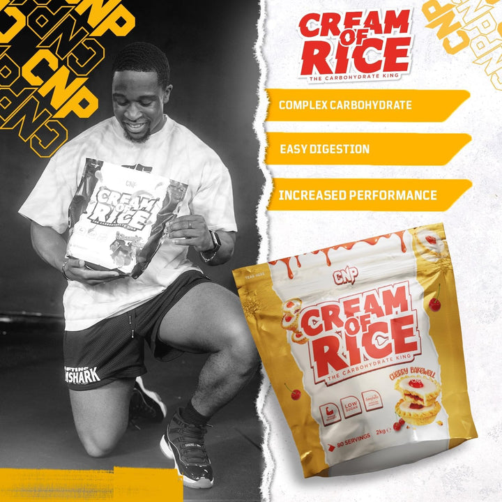Cream of Rice Carbohydrate, Low Sugar, for Energy & Recovery with Easy Digestion, 2Kg 40/80 Servings 8 Flavours (2Kg, Cherry Bakewell)