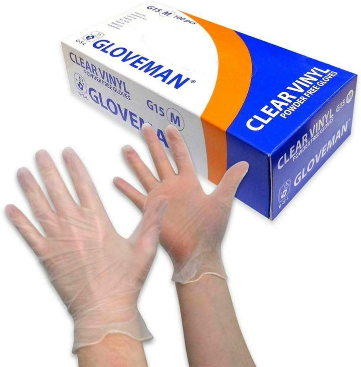 Clear Vinyl Gloves (Box of 100) (Medium)