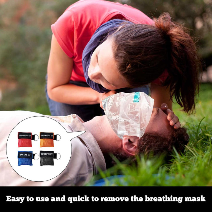 CPR Face Shields Keyring,4 Pcs with Breathing Choking Rescue Device,Portable CPR Mask Keychain,Emergency anti Choking Device UK for Accident Prevention Ventilation Face Shield First Aid