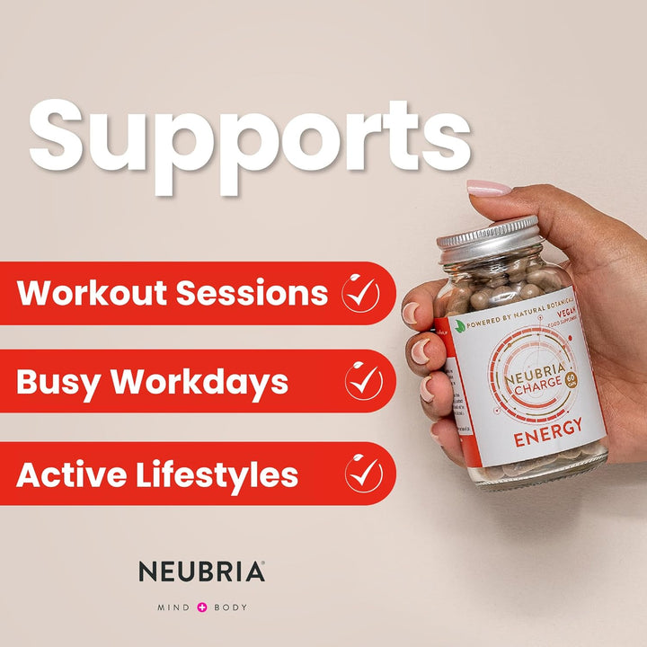 Charge Energy Supplement – Multivitamin for Adults with Guarana, Ginseng Blend, Green Tea, B Vitamins & L-Theanine – Gym & Workout Formula for Daily Vitality – 60 Vegan Capsules