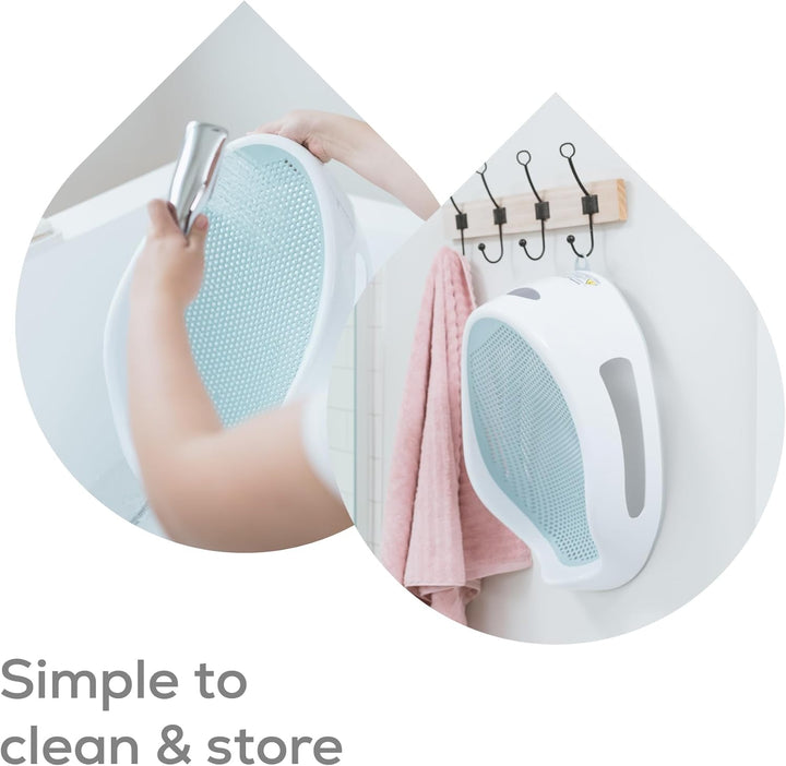 - Baby Bath Support - Soft Touch Support - Water Level Indicator - Ideal for Babies Less than 6 Months Old - Aqua