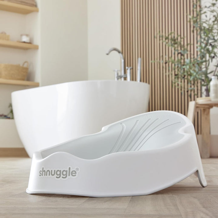 | Newborn Baby Bath Support | Ergonomic Soft-Touch Seat | Lightweight Non-Slip Base | Hygienic & Compact | Perfect for Babies up to 6 Months / 9 Kg | White & Grey