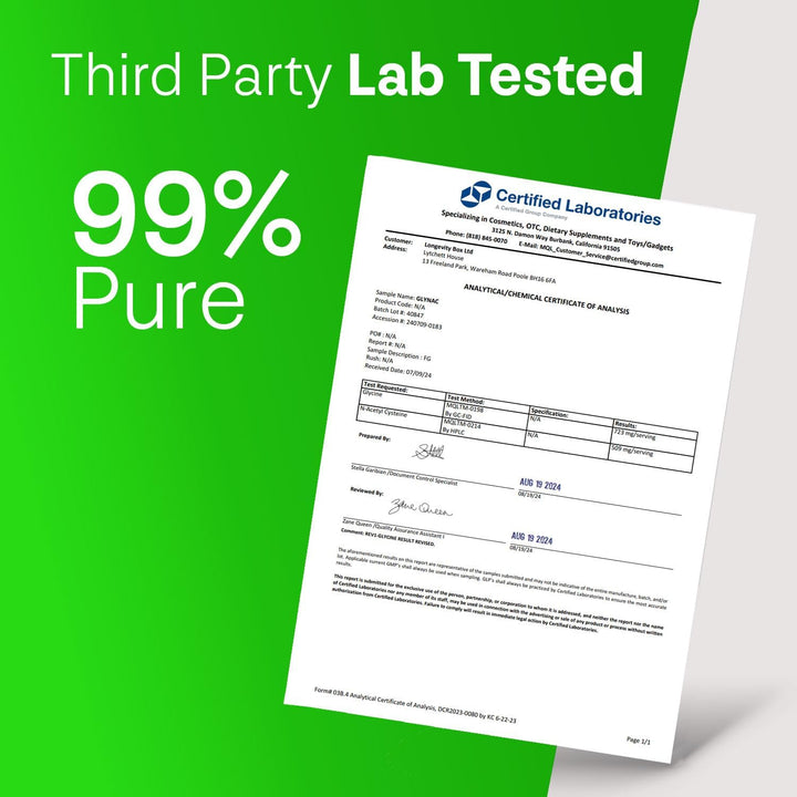 Glynac 1000Mg – 500Mg Glycine + 500Mg NAC – 120 Vegan Capsules for Glutathione, Energy & Healthy Aging