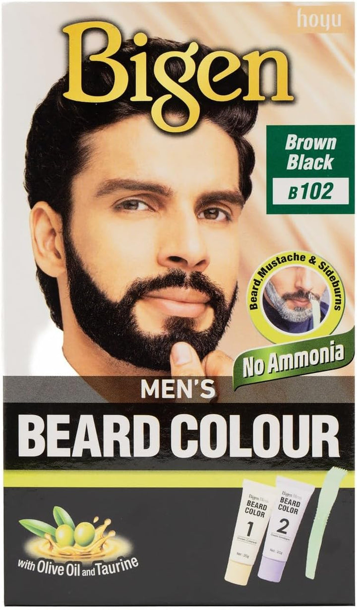 3 X  Men'S Beard Colour | No Ammonia Formula with Aloe Extract & Olive Oil | Covers Gray Hair, Leaves No Stains, Long-Lasting Results | 102 Brown Black
