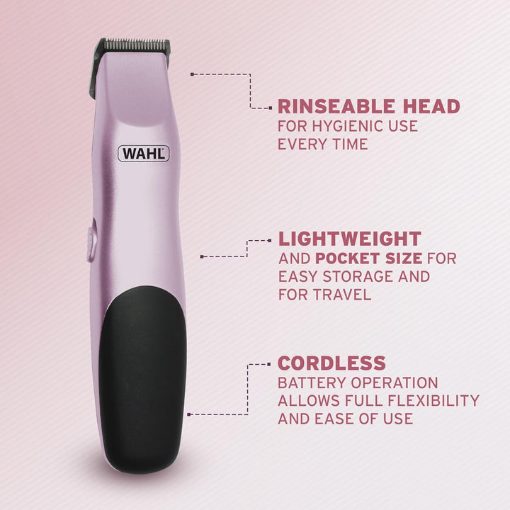 Trimmer for Women, Ladies Shavers, Female Hair Removal Methods, Bikini Trimming and Styling, Battery Operated, Personal Trimming Kit, Pink