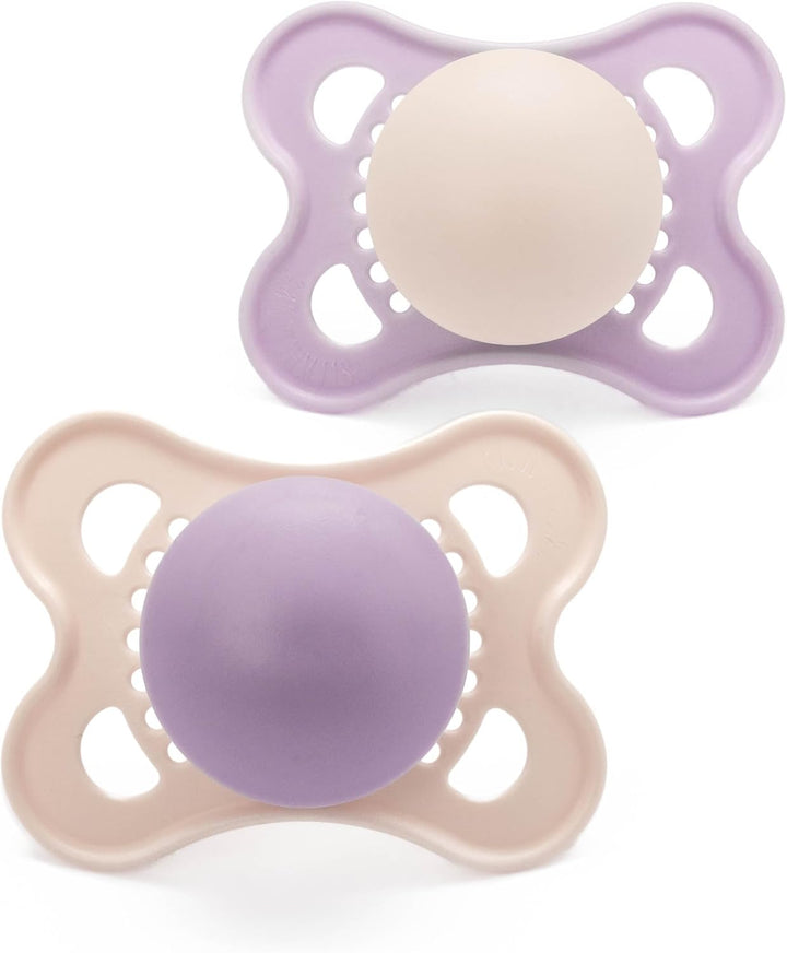 Original Soothers | 0-6 Months | 2 Pack | Comes in Dummy Steriliser Case | Sustainable Materials | Baby Accessories for Newborn | Cream/Green (Various Designs)