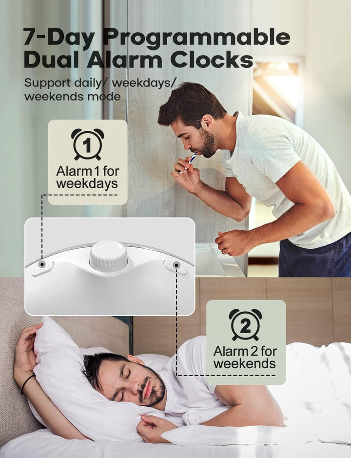 Sunrise Alarm Clock with Wake up Light - Dual Alarm, Sunrise & Sunset Simulation, FM Radio, 7 Natural Sounds, Full-Screen Touch Display, Bedside Clock for Adults & Kids