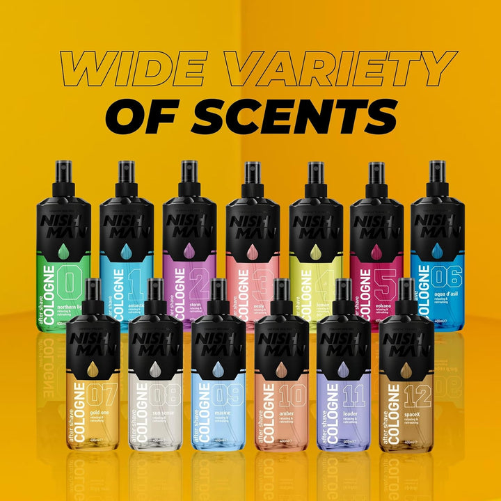 Aftershave Cologne 05 - Volcano 400Ml – Refreshing after Shaving Spray Lotion for Men - Scent of Creamy Heliotrope Flower & Oriental Hibiscus - Mens after Shave Cologne