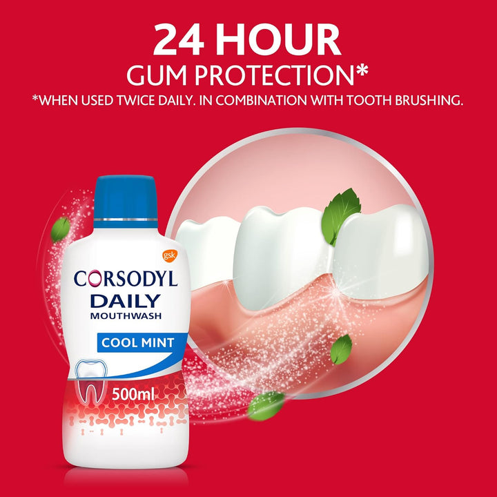 Gum Care Bundle for Healthy Gums: 2X Ultra Clean, 2X Daily Mouthwash Cool Mint 500Ml, 1X Daily Toothbrush Soft