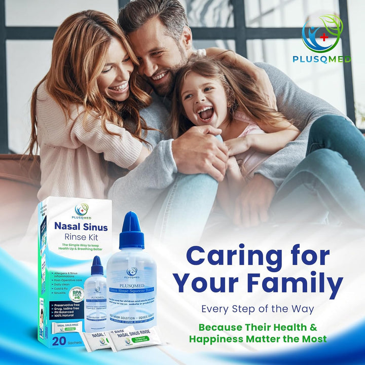 Sinus Rinse Kit, Squeeze Bottle, Neti Pot,+20 Salt Sachets, Original ,Nasal Wash, Sinus Rinse, Adults, Children, Nose Shower for Nose Cleaning and Nasal Flushing,