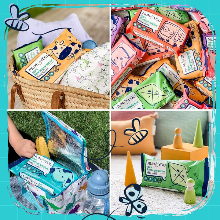 Mum & You Baby Wipes Multipack - 672 Biodegradable Wet Wipes (12 Packs) | 99.4% Water. Ideal for Sensitive Newborn Skin | Baby Wipes Bulk, Bum Wipes, Wet Tissue, Eco-Friendly Wet Wipes Baby