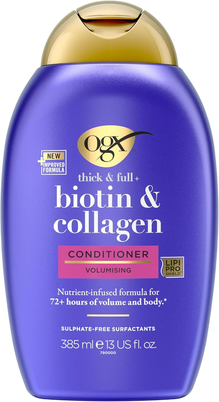 Biotin and Collagen Volumising Hair Shampoo, Thick and Full, with Vitamin B7 Biotin, and Collagen, for Fine Hair, Sulfate Free Surfactants, 385Ml