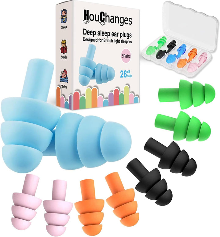 Ear Plugs for Sleep Soft Silicone Reusable, Earplugs for Sleeping Noise Cancelling(4Pairs) Multicoloured